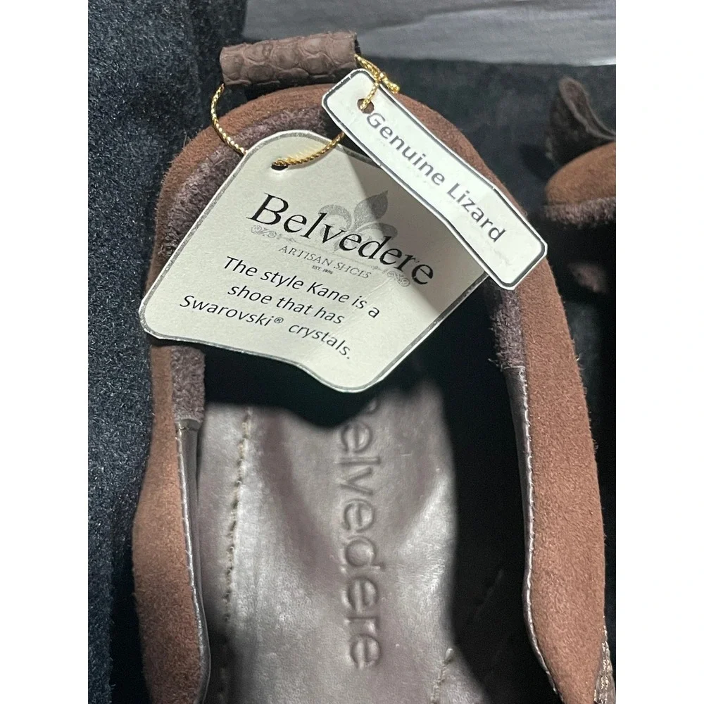 Belvedere Kane Brown Genuine Lizard Swarovski Crystal Fleur De Lis‎ Sneakers 9